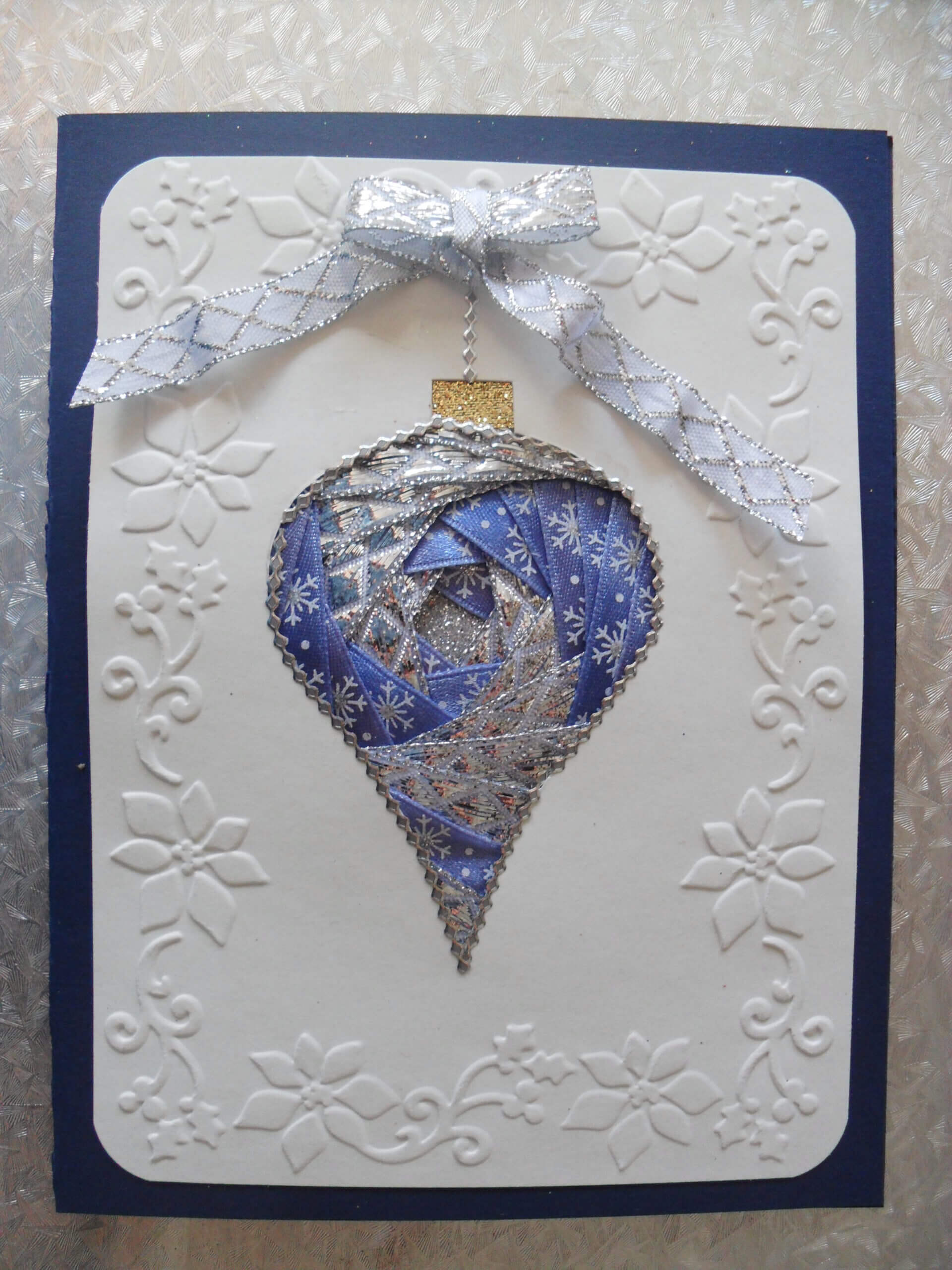 Silver & Blue Iris Folding Ornament … | Iris Paper Folding With Iris Folding Christmas Cards Templates