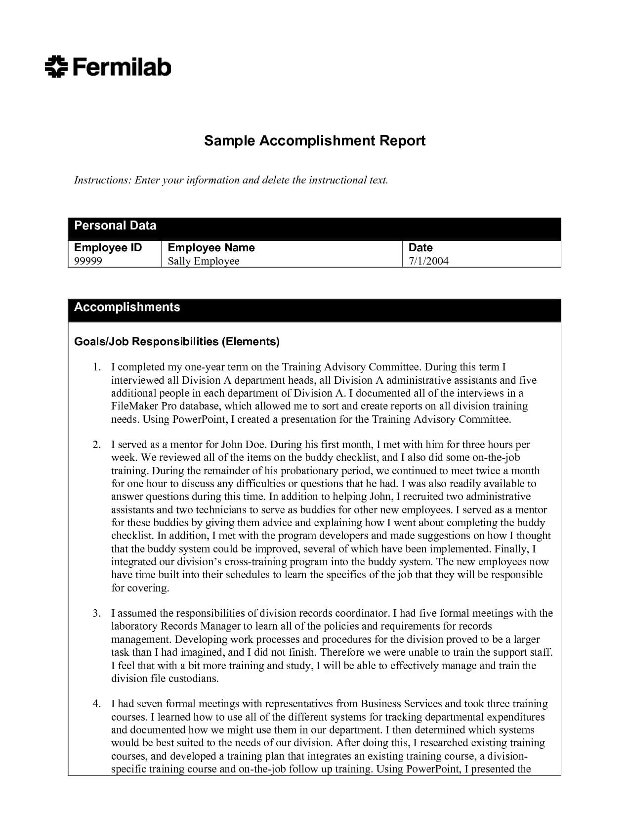 Simple Accomplishment Report Template Sample : V M D With Training Summary Report Template