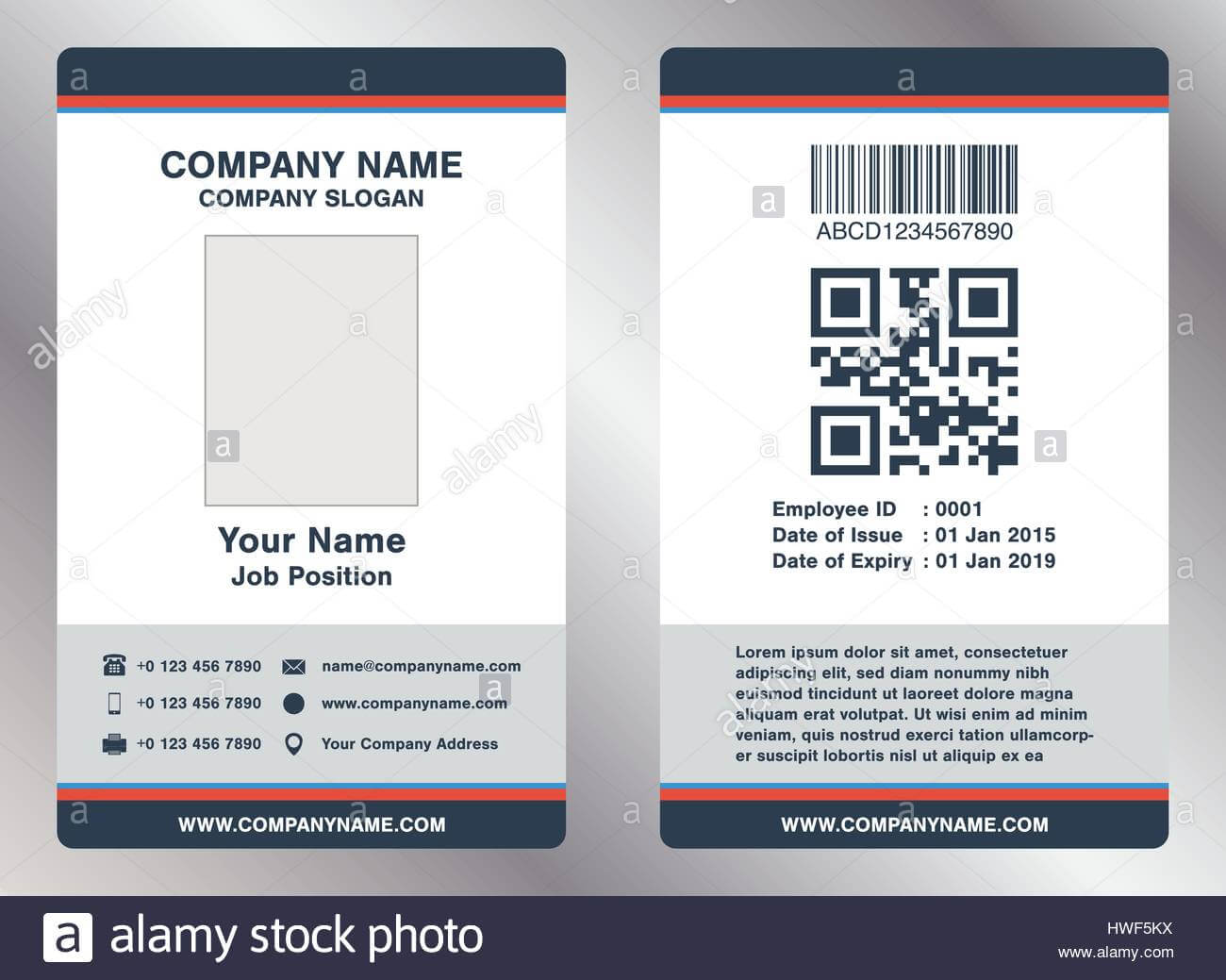 Simple Employee Business Name Card Template Vector Stock Within Pvc Id Card Template
