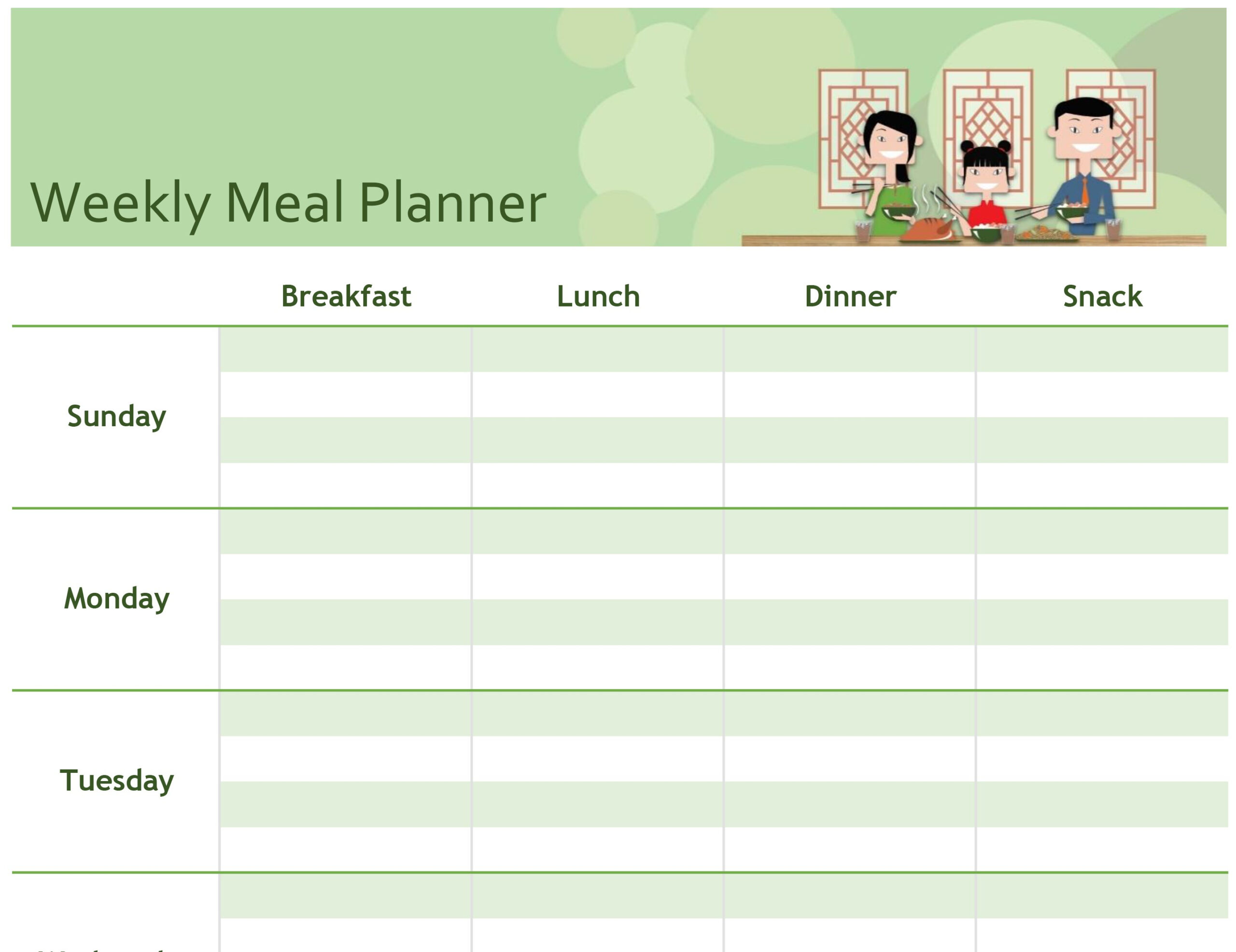 Simple Meal Planner In Meal Plan Template Word