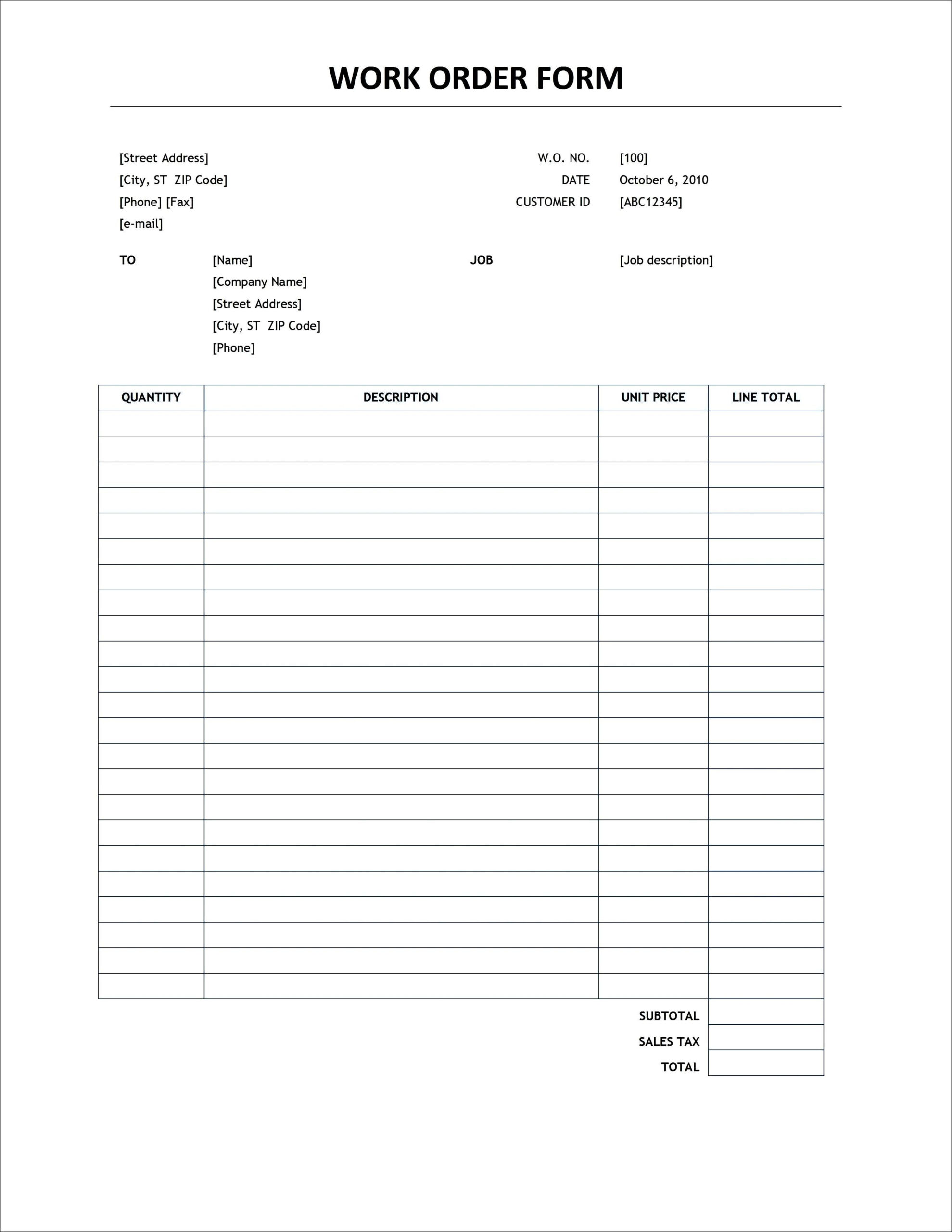 Simple Order Form Template Word | Besttemplates123 | Invoice In Product Line Card Template Word