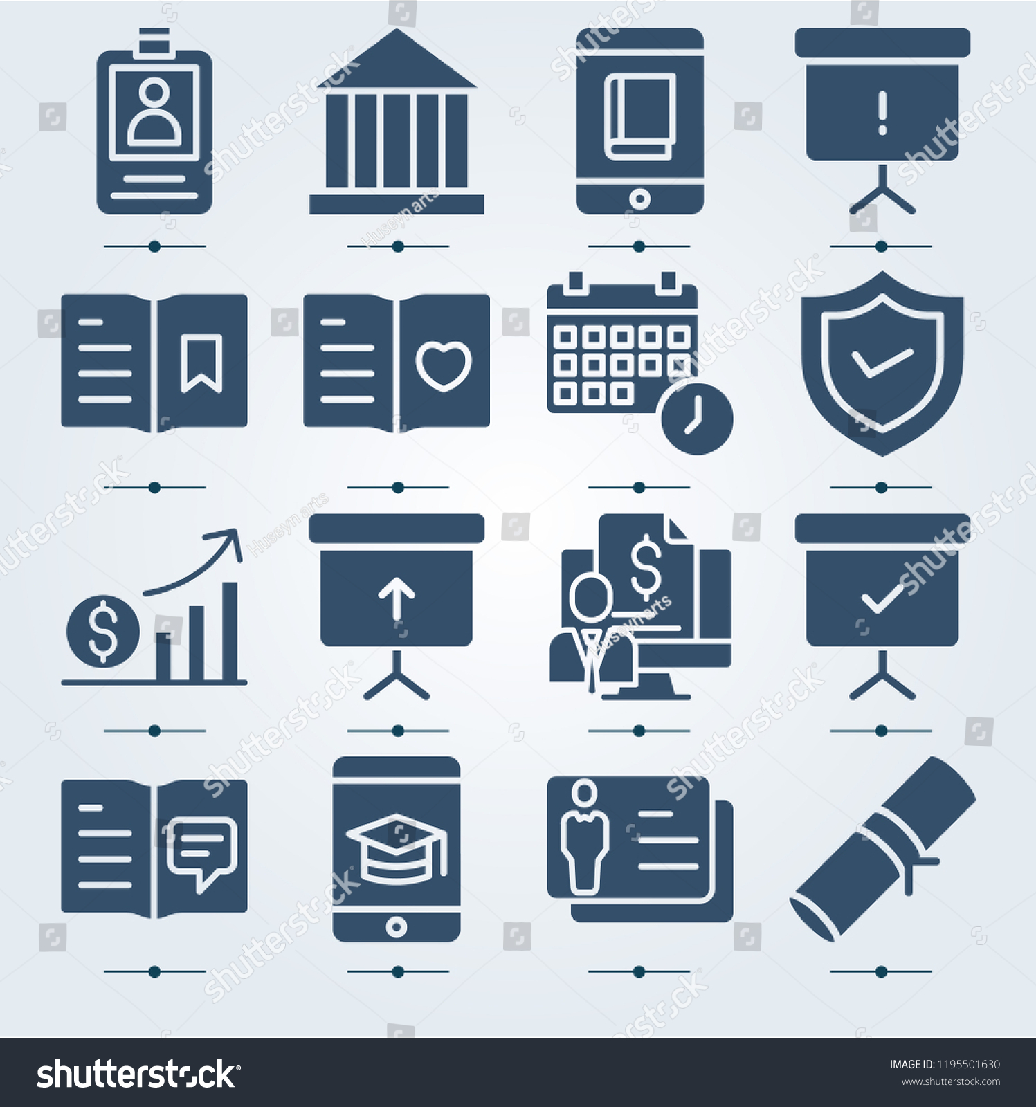 Simple Set 16 Icons Related Template | Signs/symbols Stock Image In Shield Id Card Template