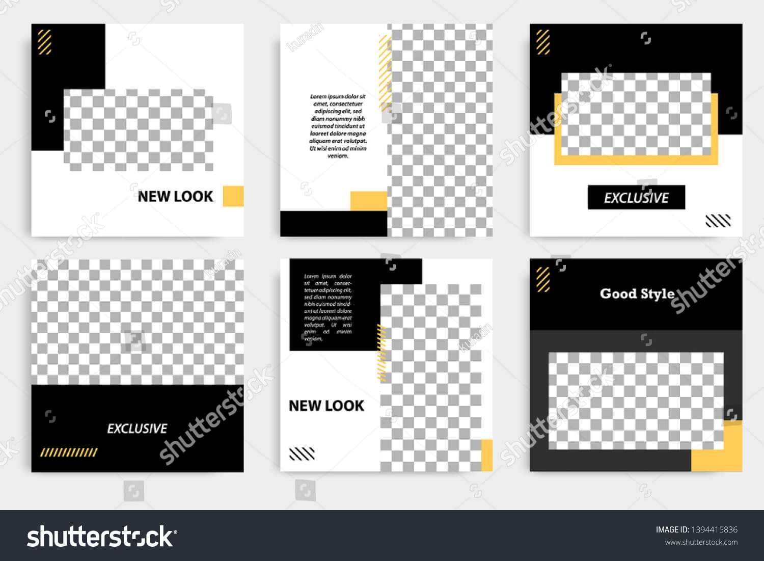 Six Set Editable Minimal Square Banner Stock Vector (Royalty Intended For College Banner Template