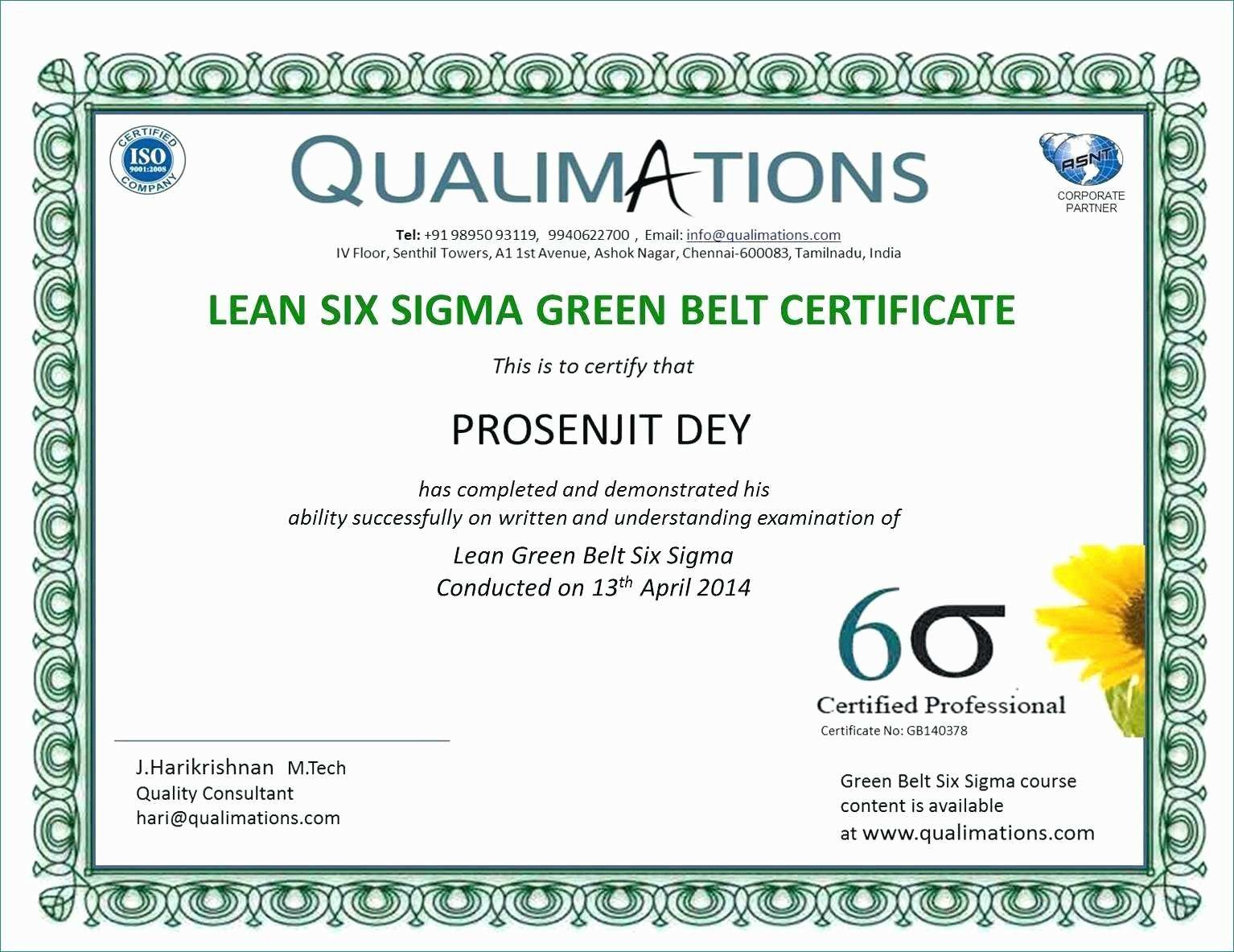 Six Sigma Black Belt Certificate Template – Carlynstudio Intended For Green Belt Certificate Template