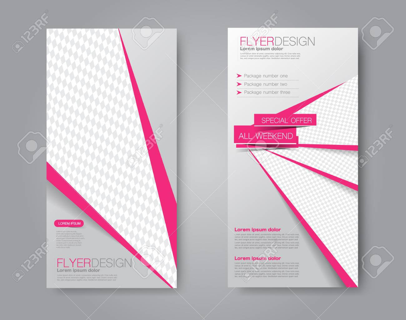 Skinny Flyer Or Leaflet Design; Set Of Two Side Brochure Template.. With One Sided Brochure Template