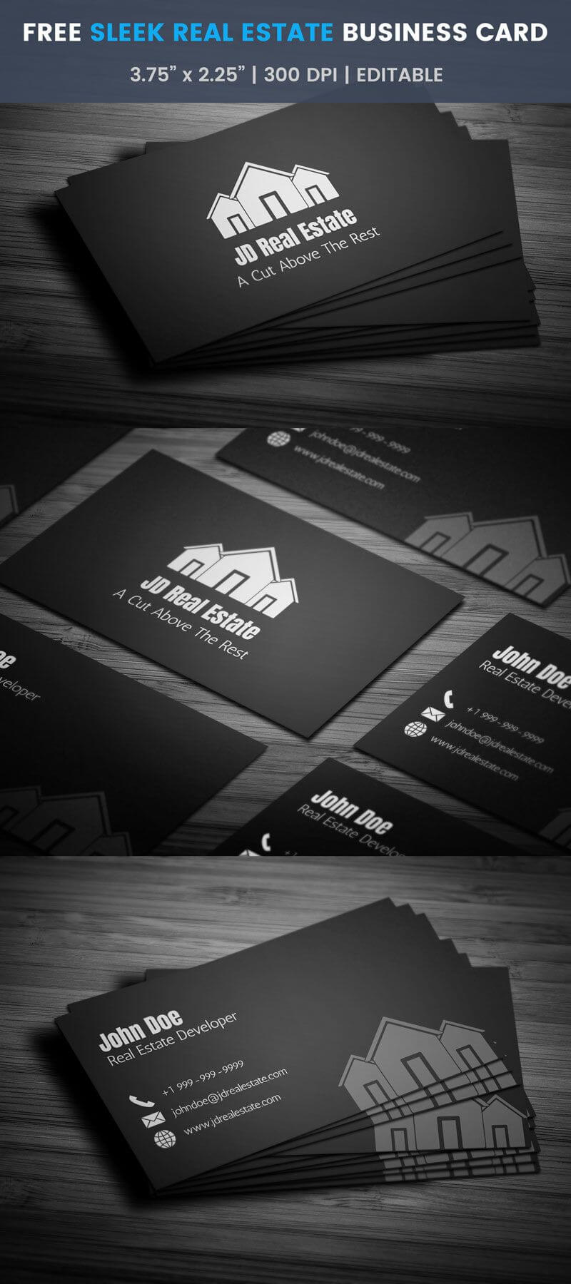 Sleek Real Estate Business Card – Full Preview | Free With Regard To Real Estate Business Cards Templates Free