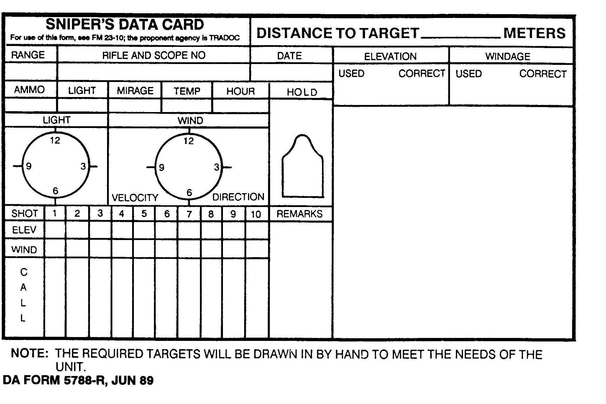 Sniper Data Card | Range Shooter, Shooting Targets, Tactical In Dope Card Template