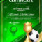 Soccer Certificate Diploma With Golden Cup Vector. Football With Regard To Soccer Award Certificate Template