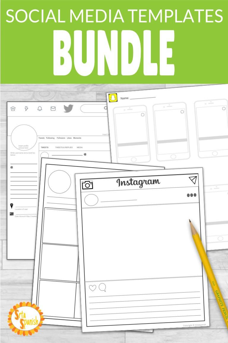 Social Media Template Bundle Instagram, Snapchat, & Twitter Within Book Report Template In Spanish