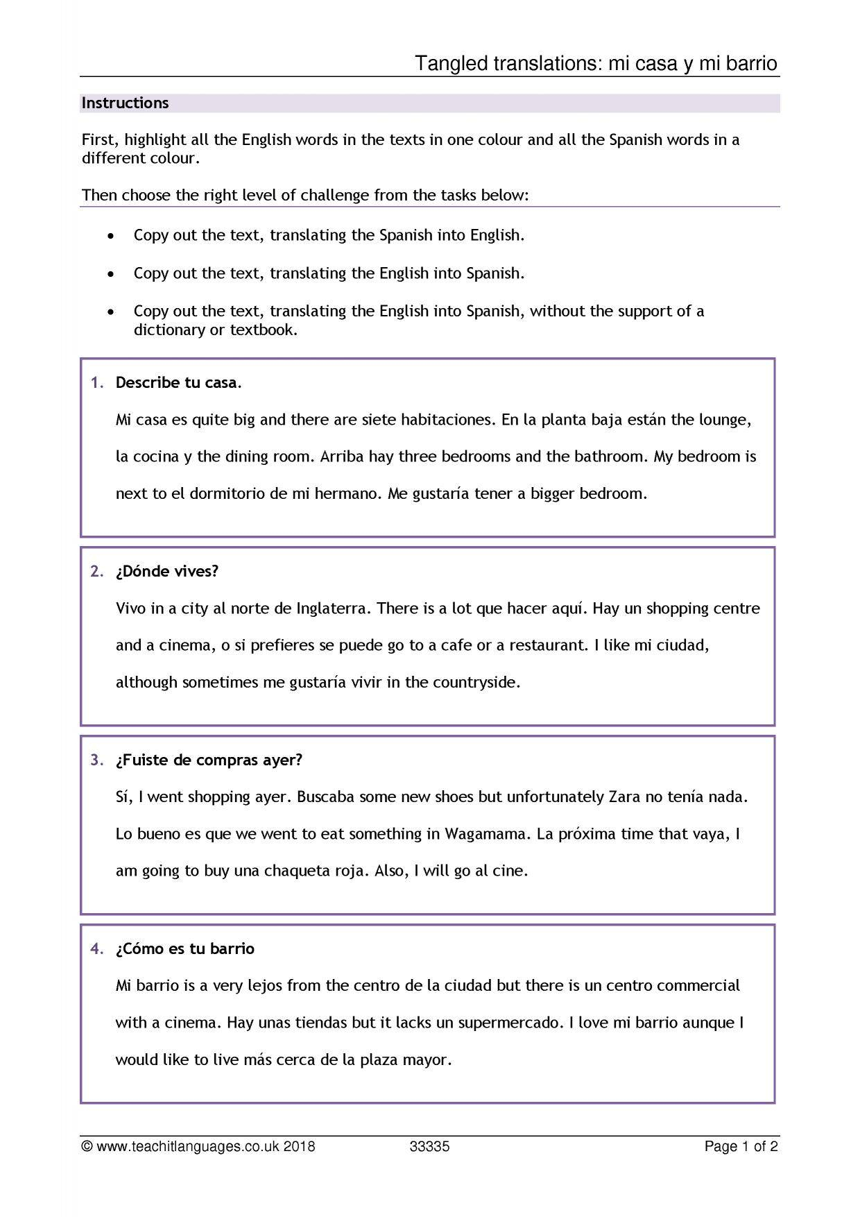 Spanish Language Teaching Resources – Teachit Languages Within Book Report Template In Spanish
