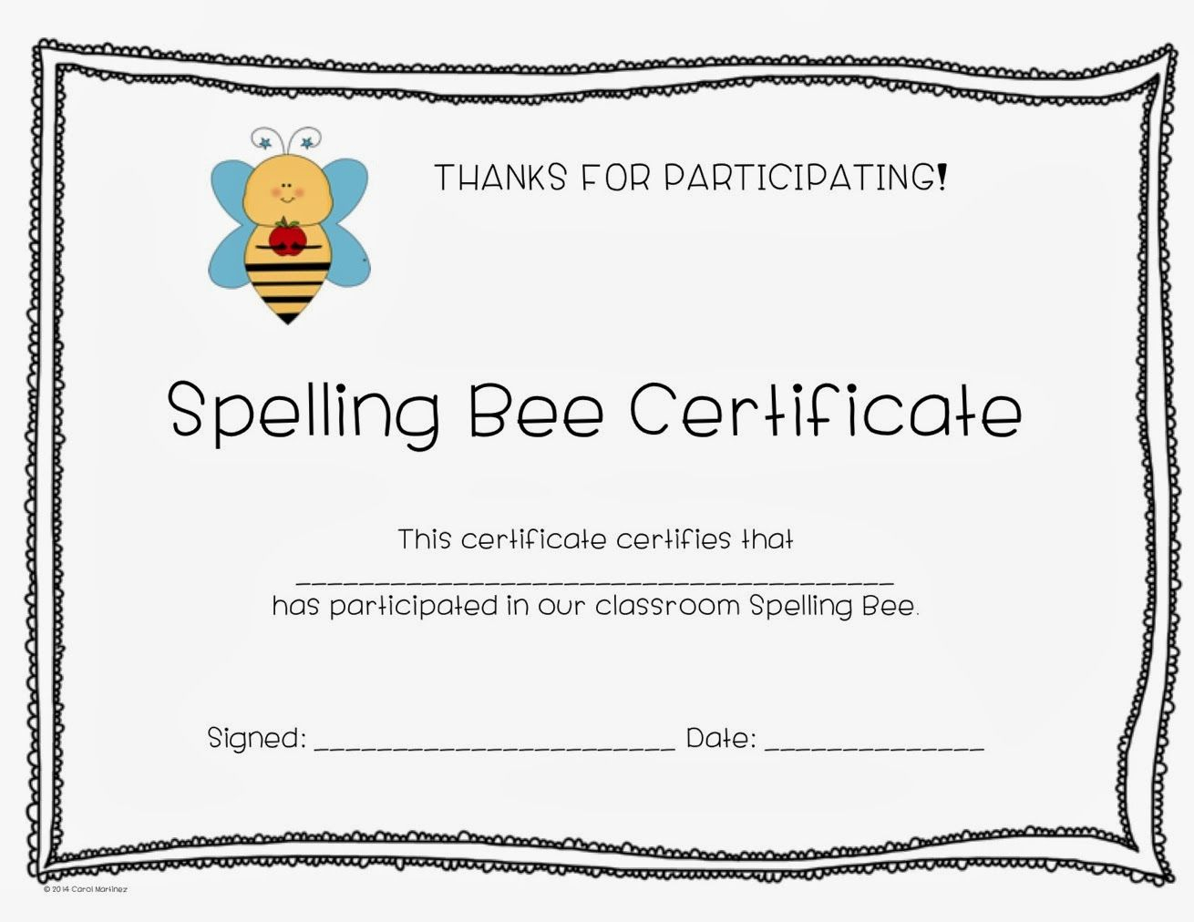 Spelling Bee Certificates | Bee Certificate, Spelling Bee Intended For Spelling Bee Award Certificate Template