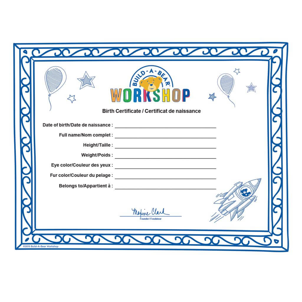 Spin Master - Build A Bear Build A Bear Workshop® Furry With Build A Bear Birth Certificate Template