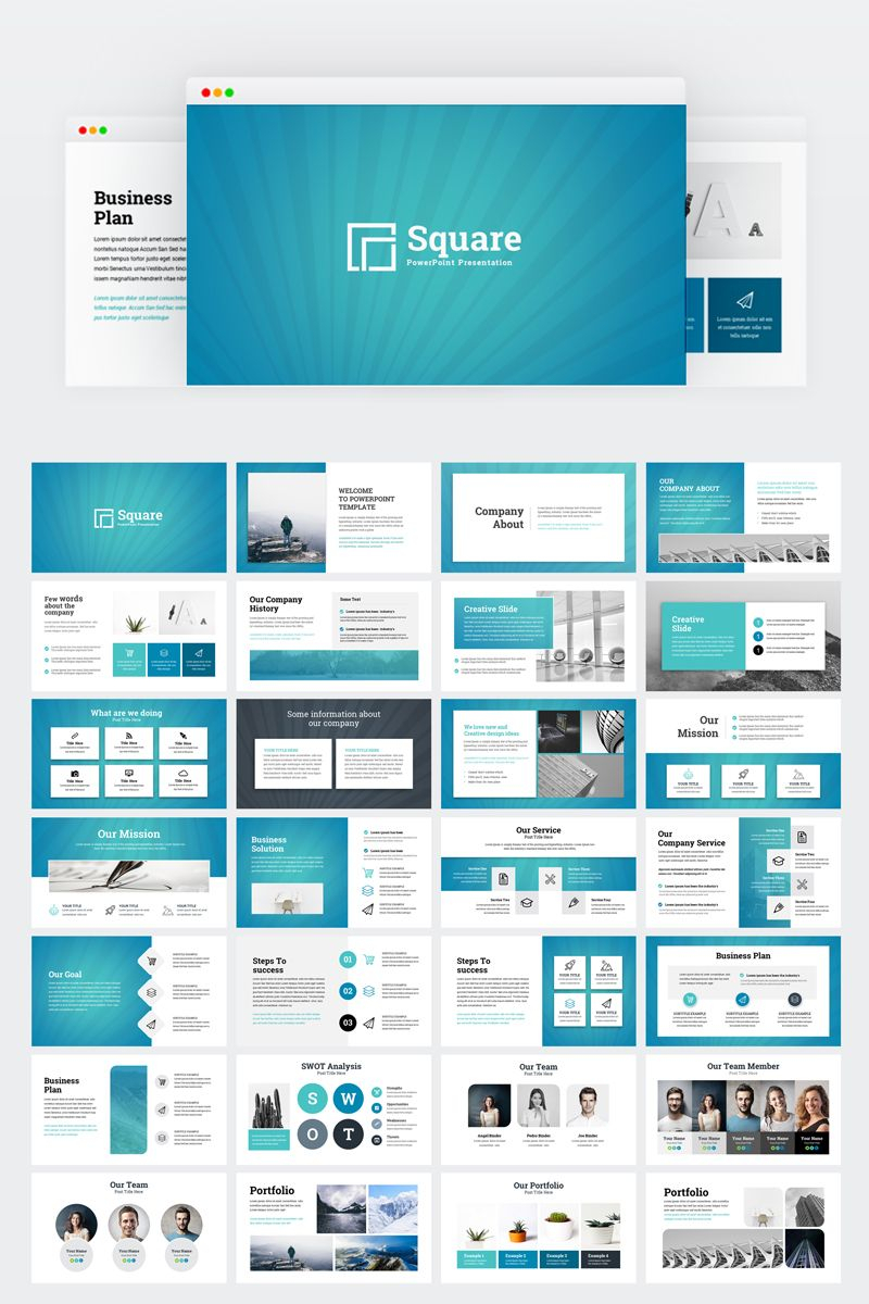 Square – Creative Modern Business Plan Powerpoint Template Within How To Design A Powerpoint Template