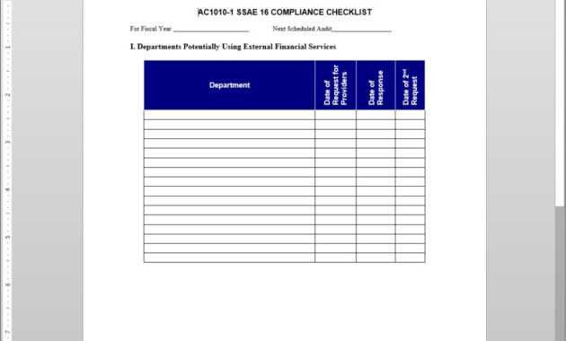 Ssae 16 Compliance Checklist Template | Ac1010-1 with Ssae 16 Report Template