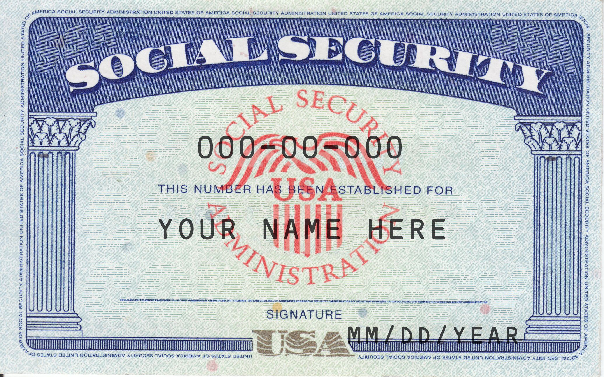 Ssn Editable Social Security Card Social Security Card Regarding Ssn Card Template