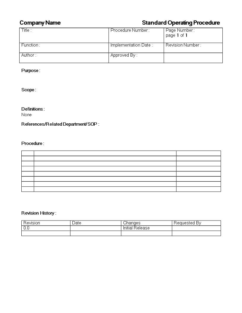 Standard Operating Procedure Template – Download This Free For Procedure Manual Template Word Free
