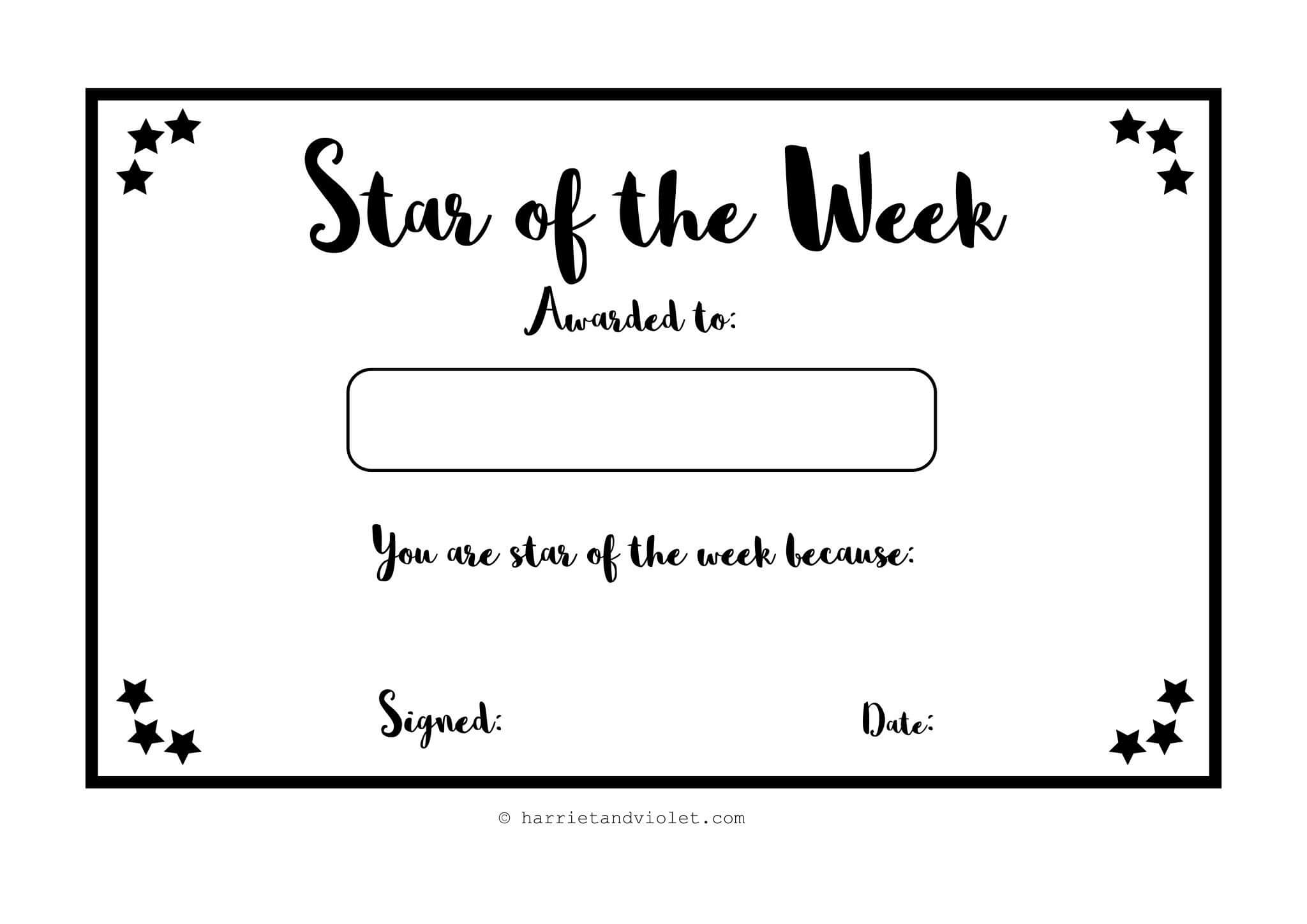 Star Of The Week Certificate – Printable Teaching Resources With Regard To Star Of The Week Certificate Template