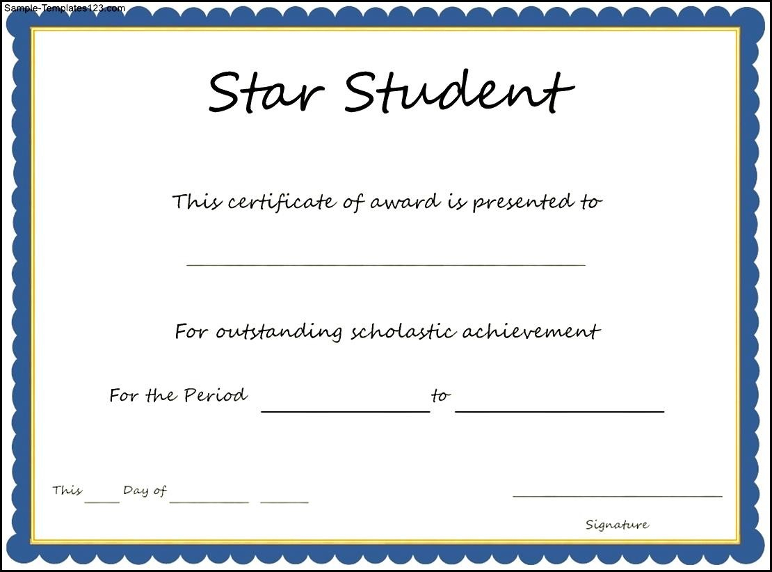 Star Student Award Certificate Template – Sample Templates Intended For Star Certificate Templates Free