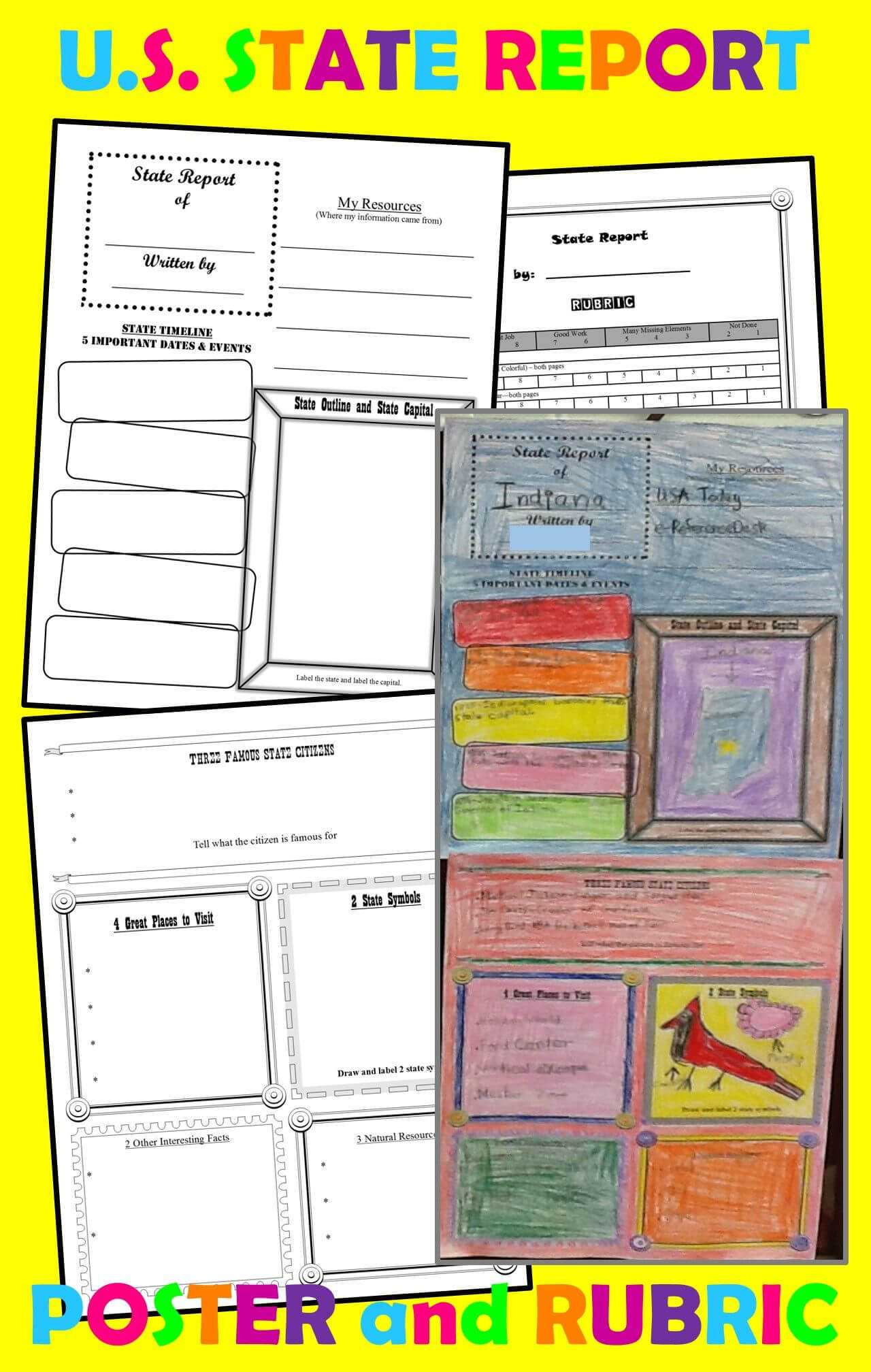 State Report Poster (Template) For Intermediate Grades For State Report Template