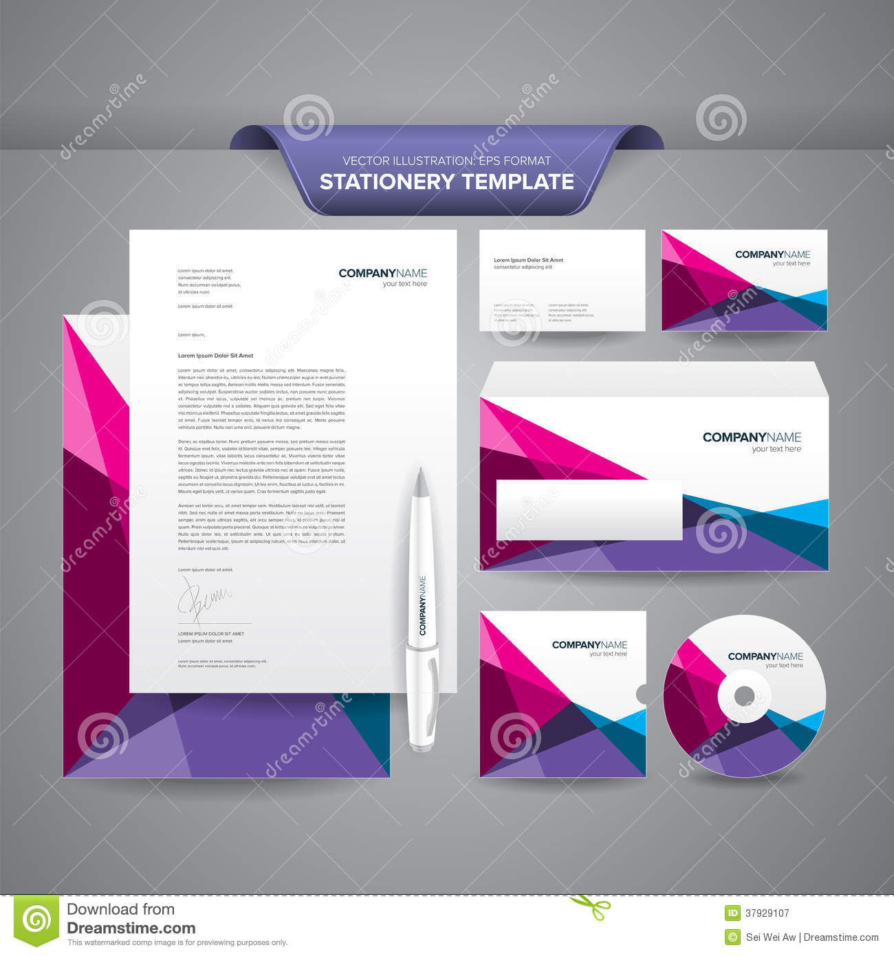 Stationery Template Polygonal Stock Vector – Illustration Of In Business Card Letterhead Envelope Template