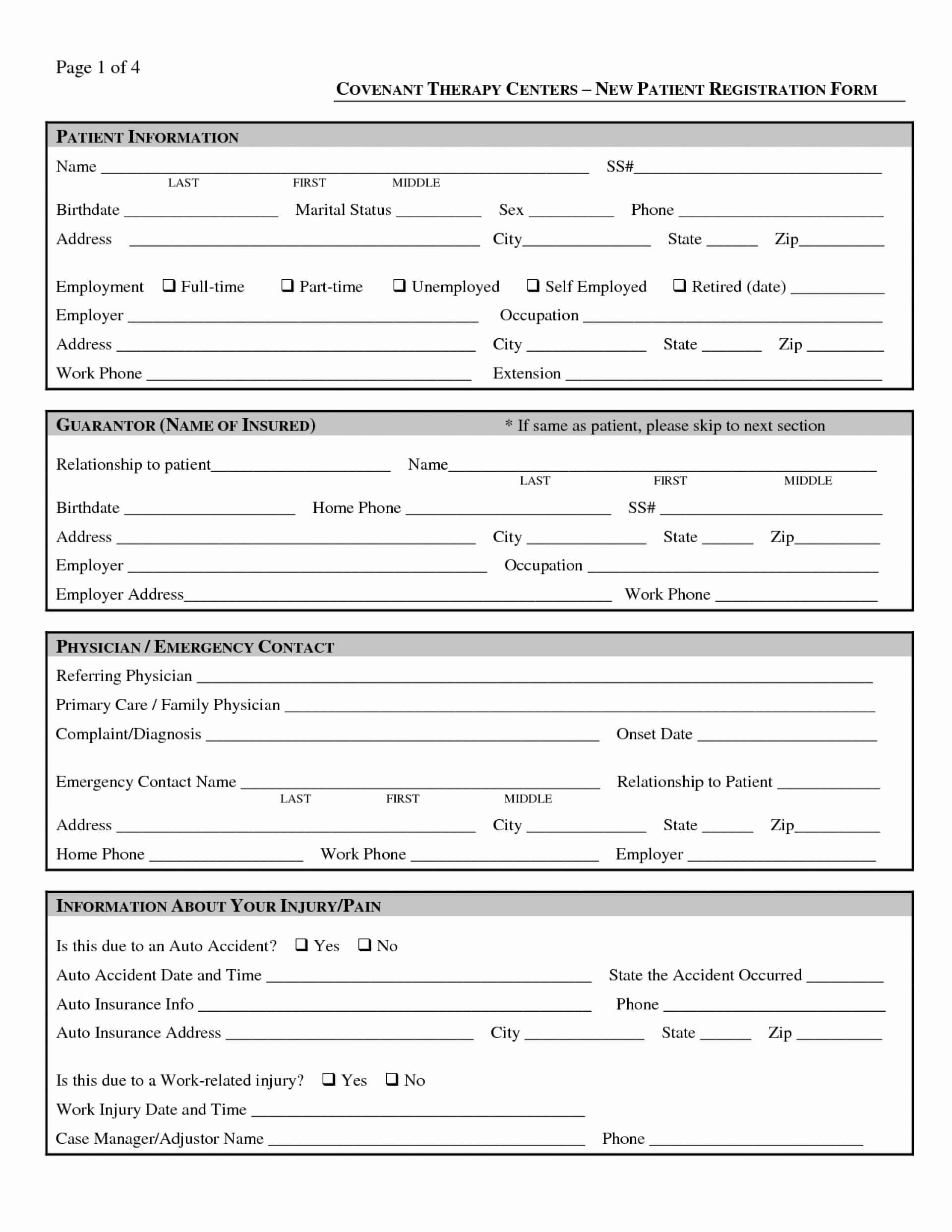 Striking Patient Registration Form Template Ideas Templates With Patient Report Form Template Download
