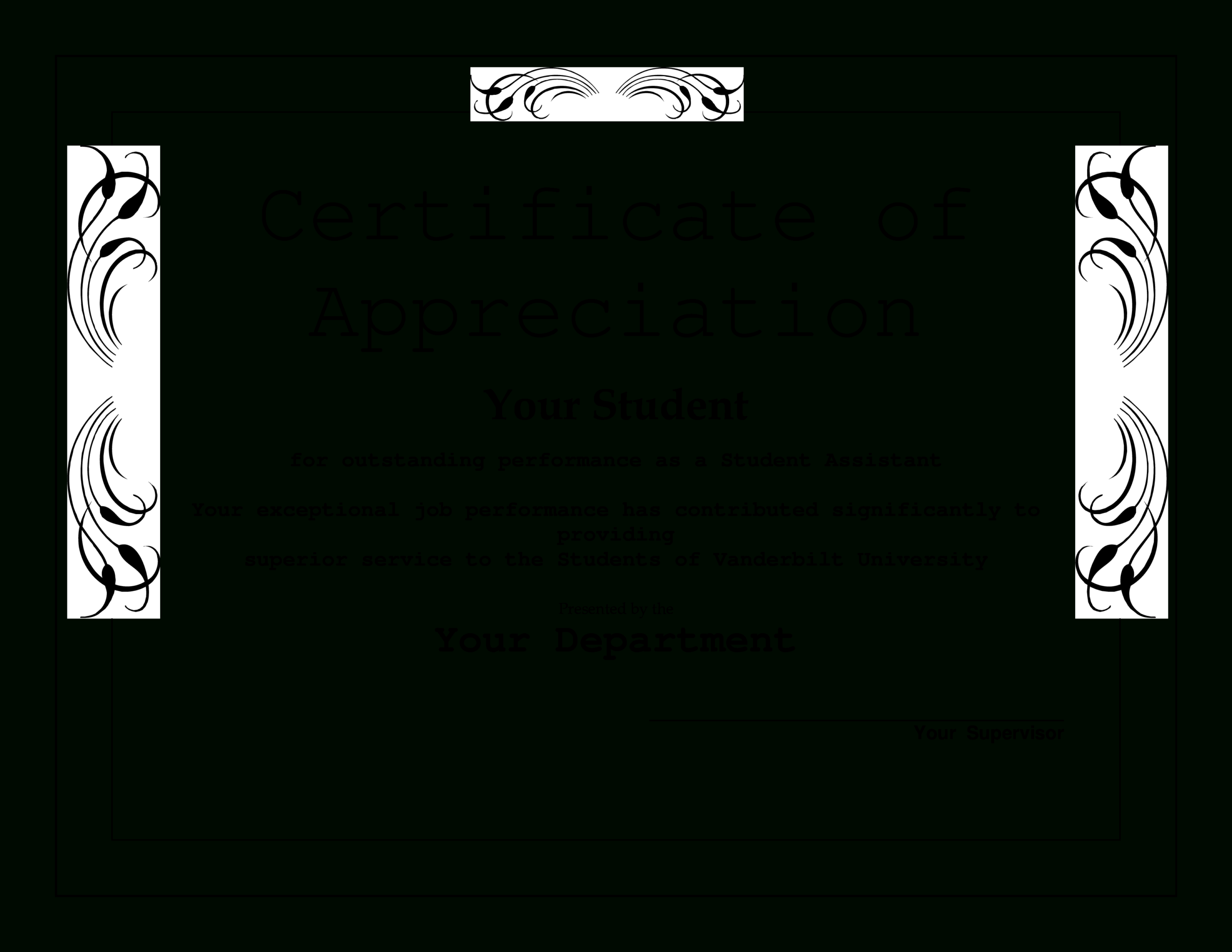 Student Appreciation Award | Templates At Pertaining To Student Of The Year Award Certificate Templates
