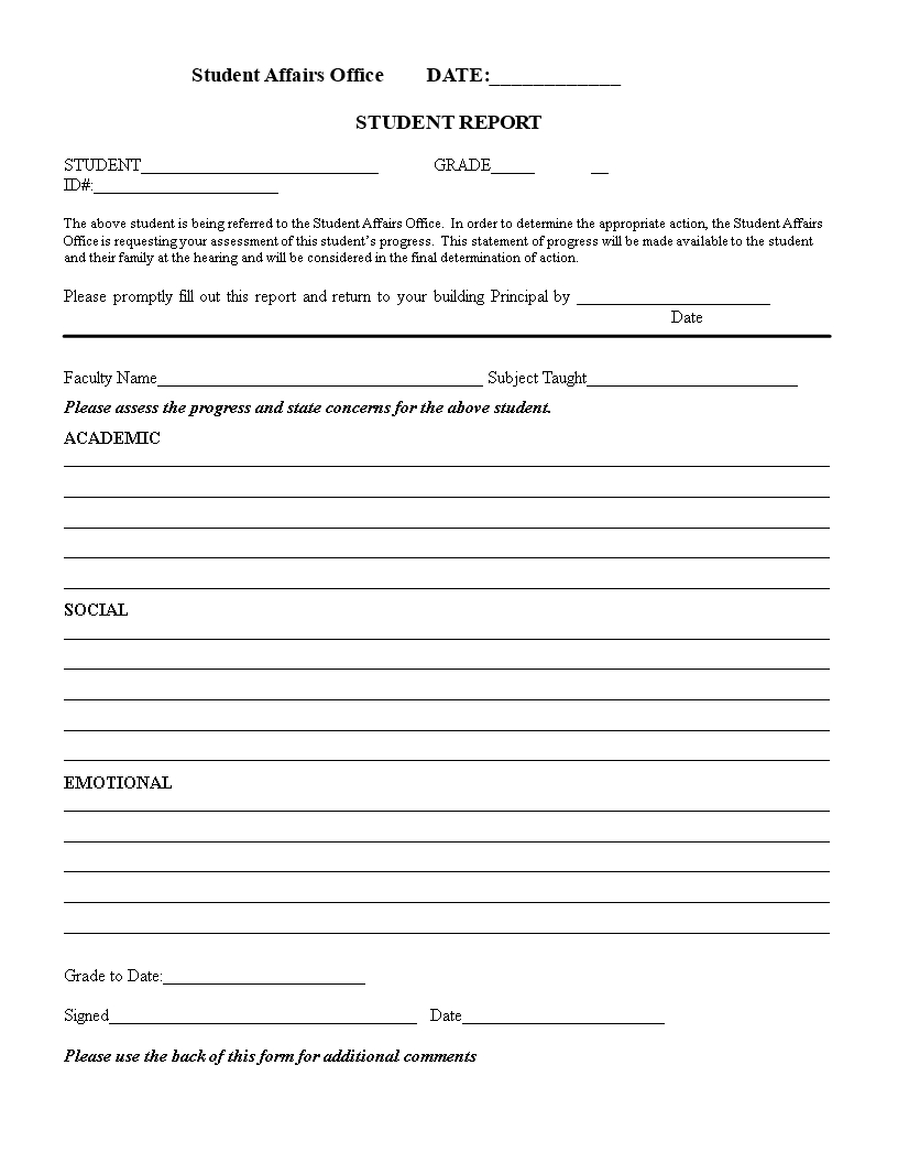 Student Evaluation Report | Templates At In Student Grade Report Template