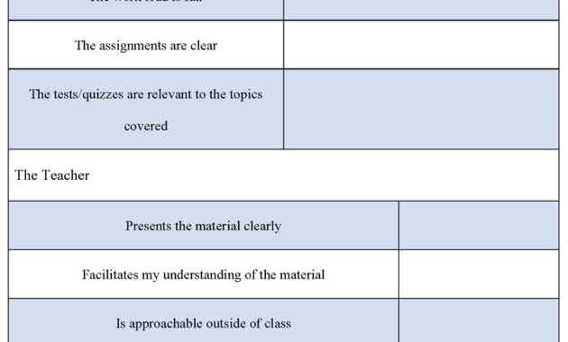 Student Feedback Form : Sample Forms within Student Feedback Form Template Word