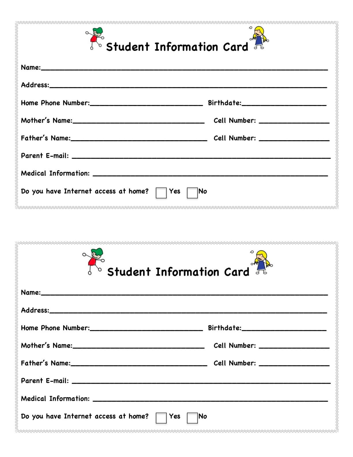 Student Information Card Template ] – Back To School Regarding Student Information Card Template
