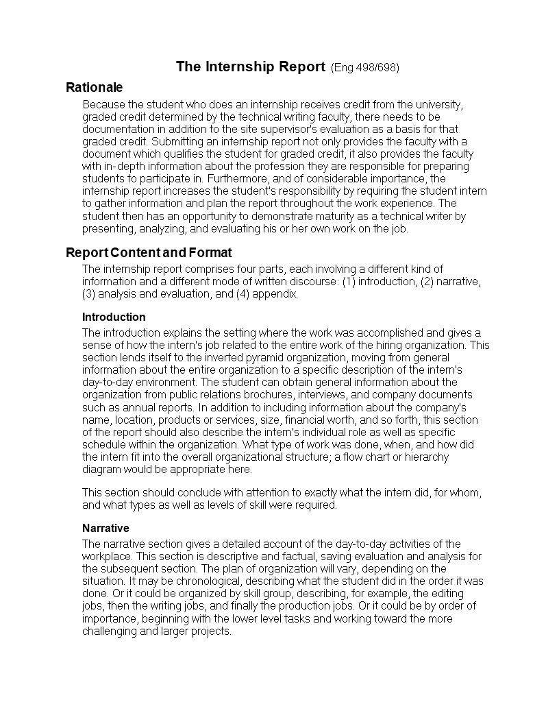 Student Internship Report Format | Templates At Throughout Introduction Template For Report