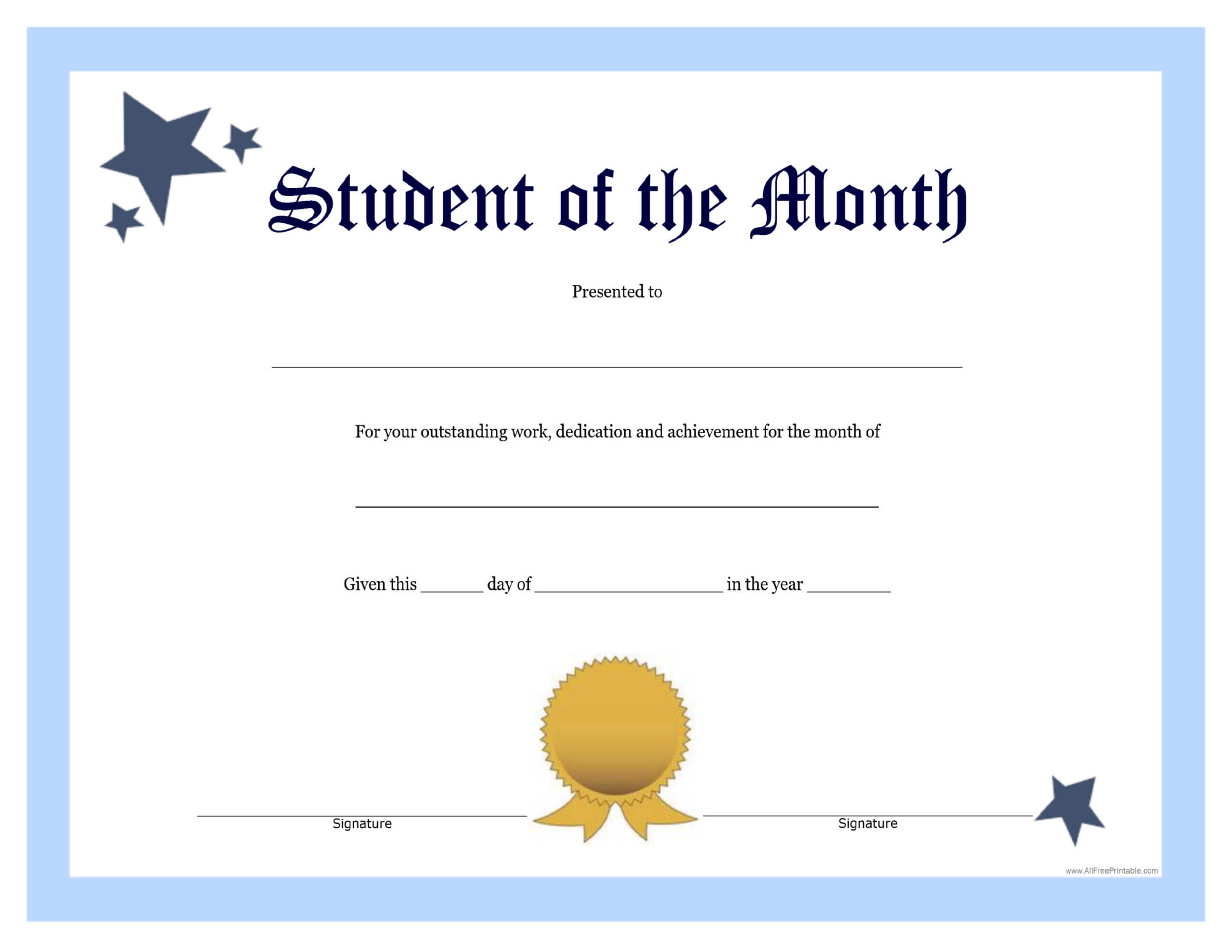 Student Of The Month Template | Asouthernbellein Throughout Free Printable Student Of The Month Certificate Templates