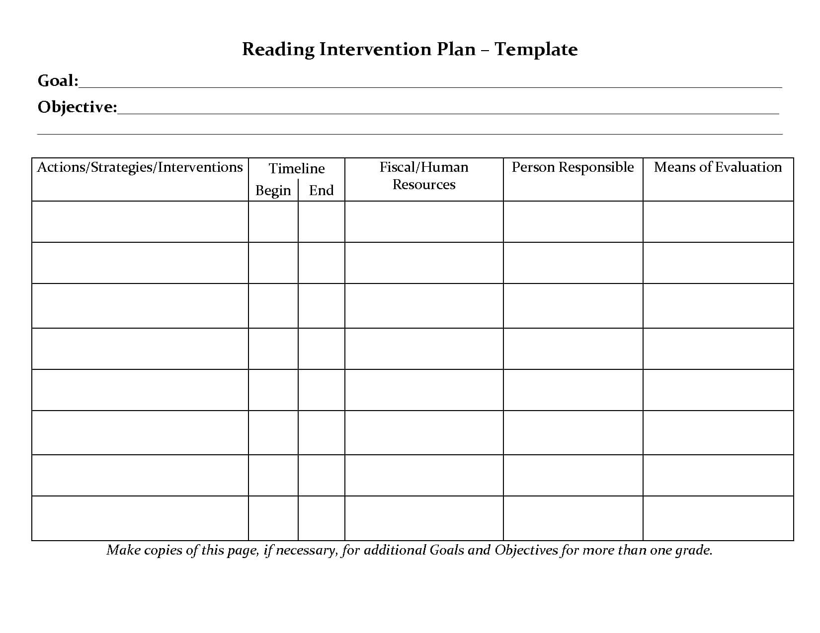 Student Planner Templates | Reading Intervention Plan Pertaining To Intervention Report Template