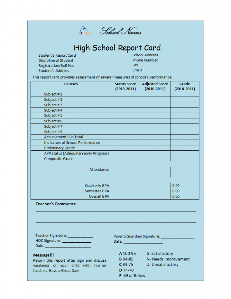 Student Report Template Inside Student Grade Report Template