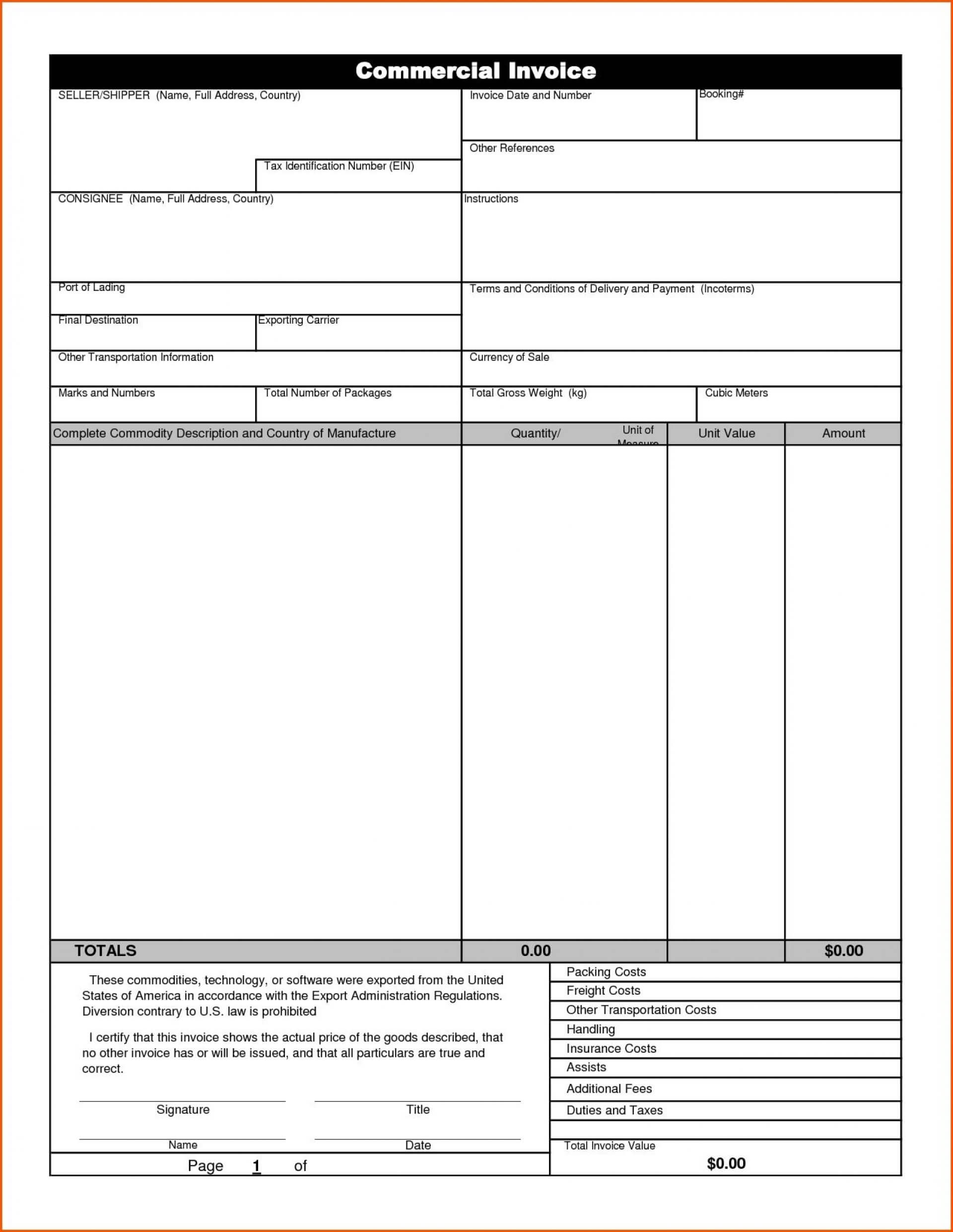 Stunning Commercial Invoice Template Word Ideas Fedex Pertaining To Commercial Invoice Template Word Doc