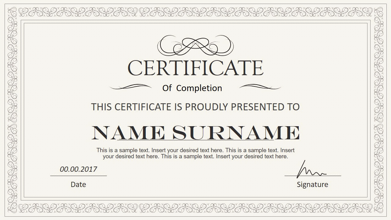 Stylish Certificate Powerpoint Templates Regarding Powerpoint Award Certificate Template