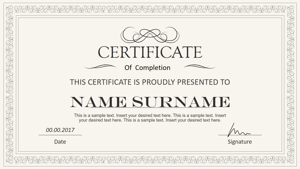 Stylish Certificate Powerpoint Templates With Regard To Award Certificate Template Powerpoint