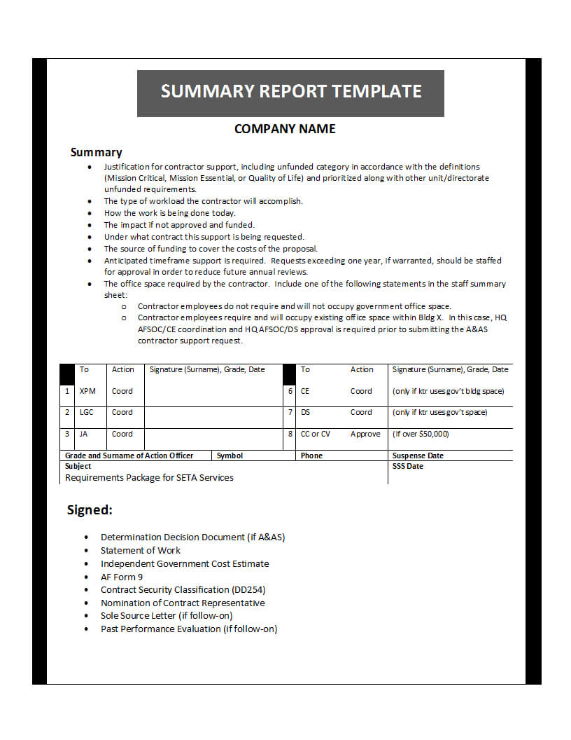 Summary Report Template In Quick Book Reports Templates