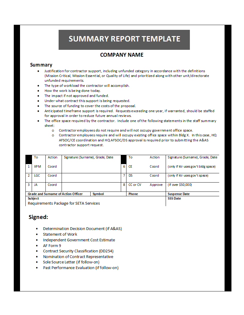 Summary Report Template Within Template For Summary Report