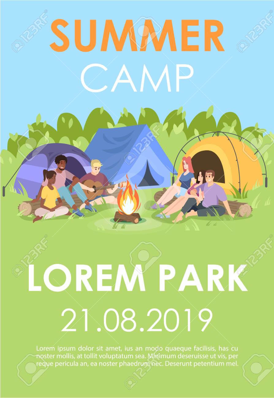Summer Camp Brochure Template. Outdoor Recreation Flyer, Booklet,.. Within Summer Camp Brochure Template Free Download