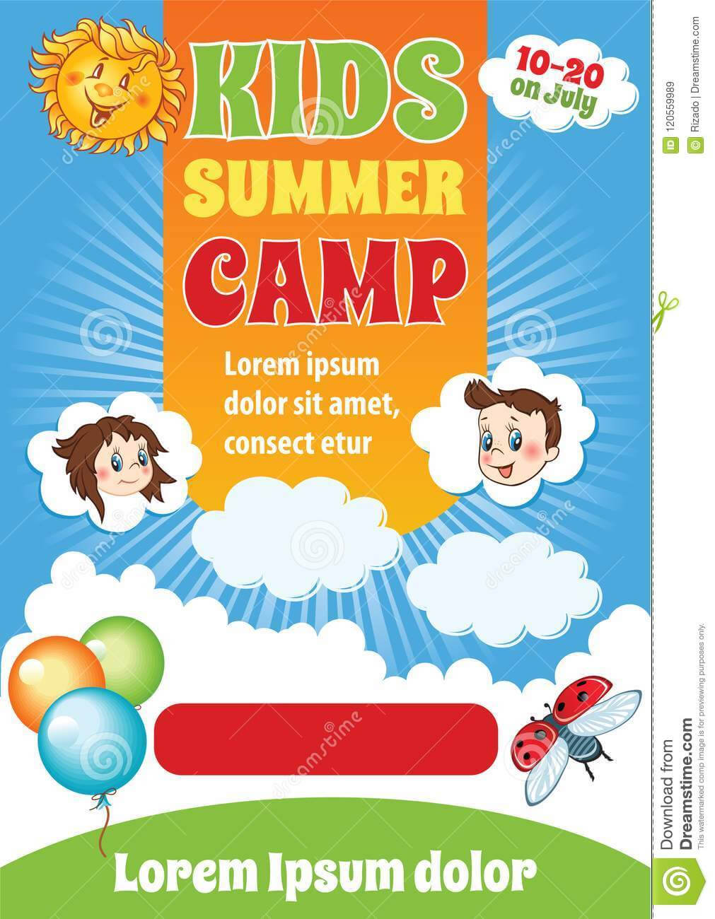 Summer Kid Camp Template Stock Vector. Illustration Of Pertaining To Summer Camp Brochure Template Free Download