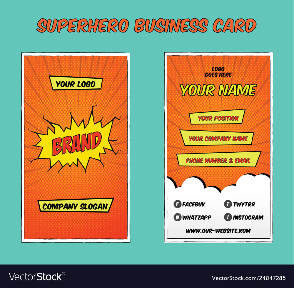 Superhero Bold Business Card Template With Superhero Trading Card Template