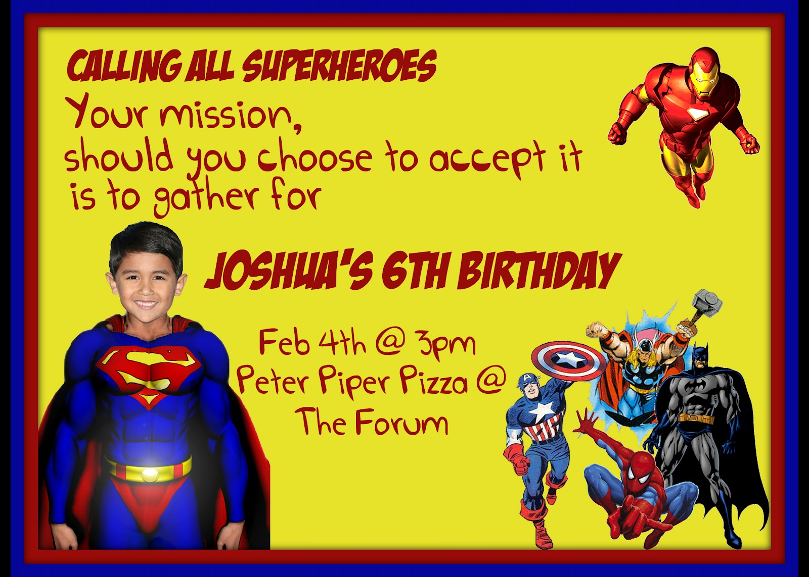 Superman Birthday Invitation Card Joshua Invitation Unique Inside Superman Birthday Card Template