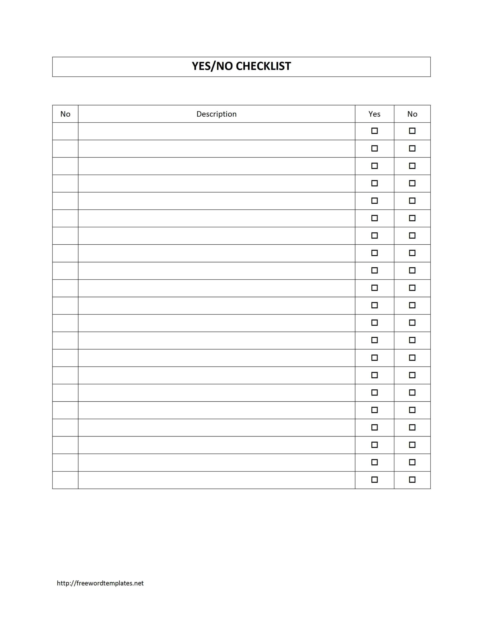 Survey Sheet With Yes/no Checklist Template | Free Microsoft Pertaining To Questionnaire Design Template Word