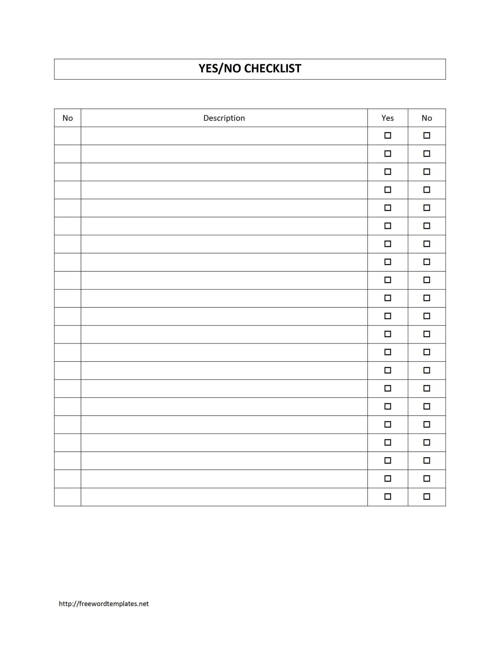 Survey Sheet With Yes/no Checklist Template | Free Microsoft Throughout Poll Template For Word