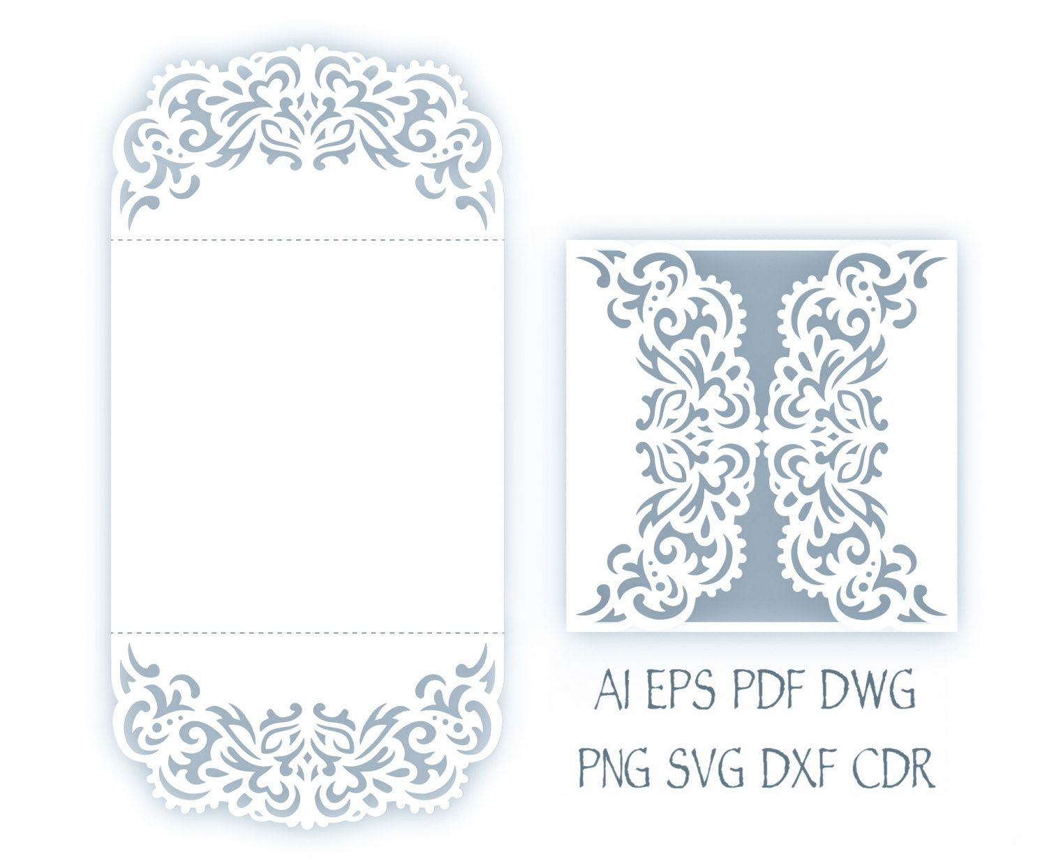 Svg Wedding Invitation 5X5'' Gate Fold Card Template | Faire In Silhouette Cameo Card Templates