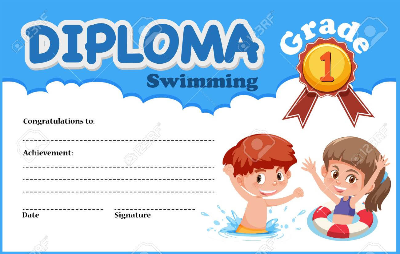Swimming Diploma Certificate Template Illustration Intended For Swimming Certificate Templates Free