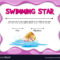 Swimming Star Certificate Template With Girl With Regard To Star Of The Week Certificate Template