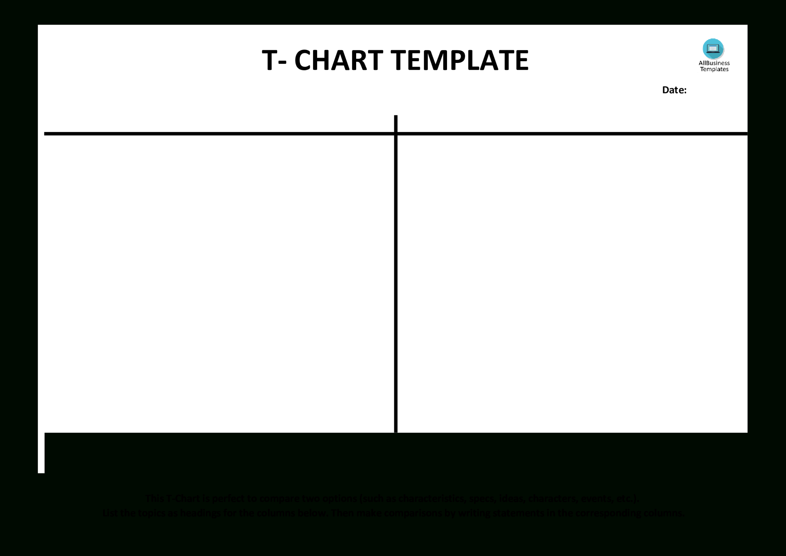 T Chart Example (Blank) | Templates At Allbusinesstemplates Pertaining To T Chart Template For Word