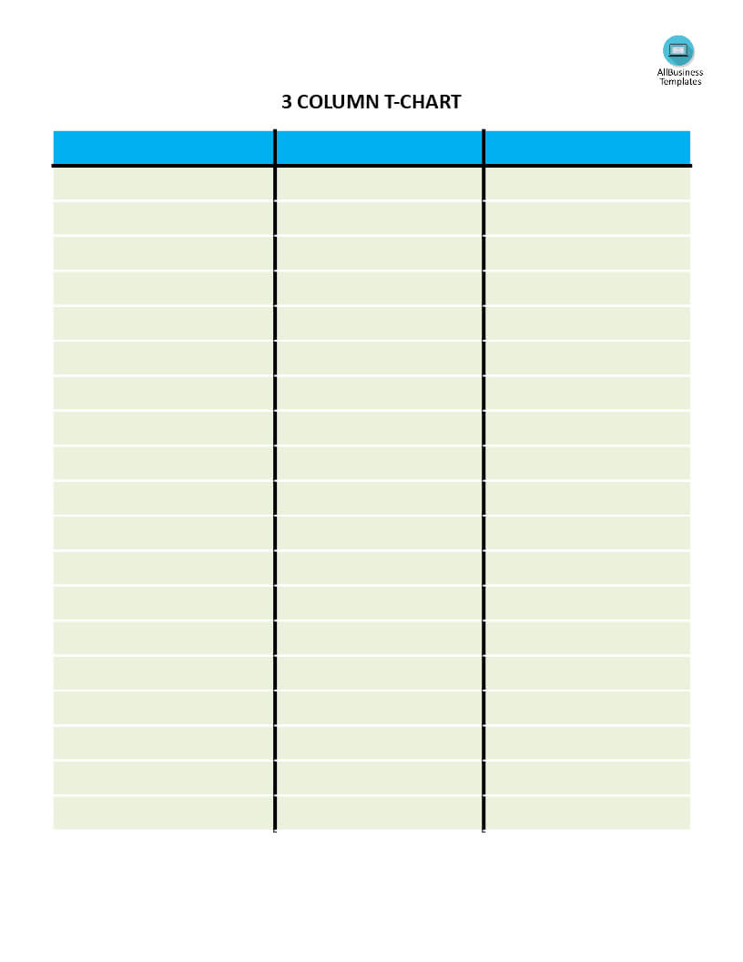 T Chart With 3 Columns | Templates At Allbusinesstemplates Pertaining To 3 Column Word Template