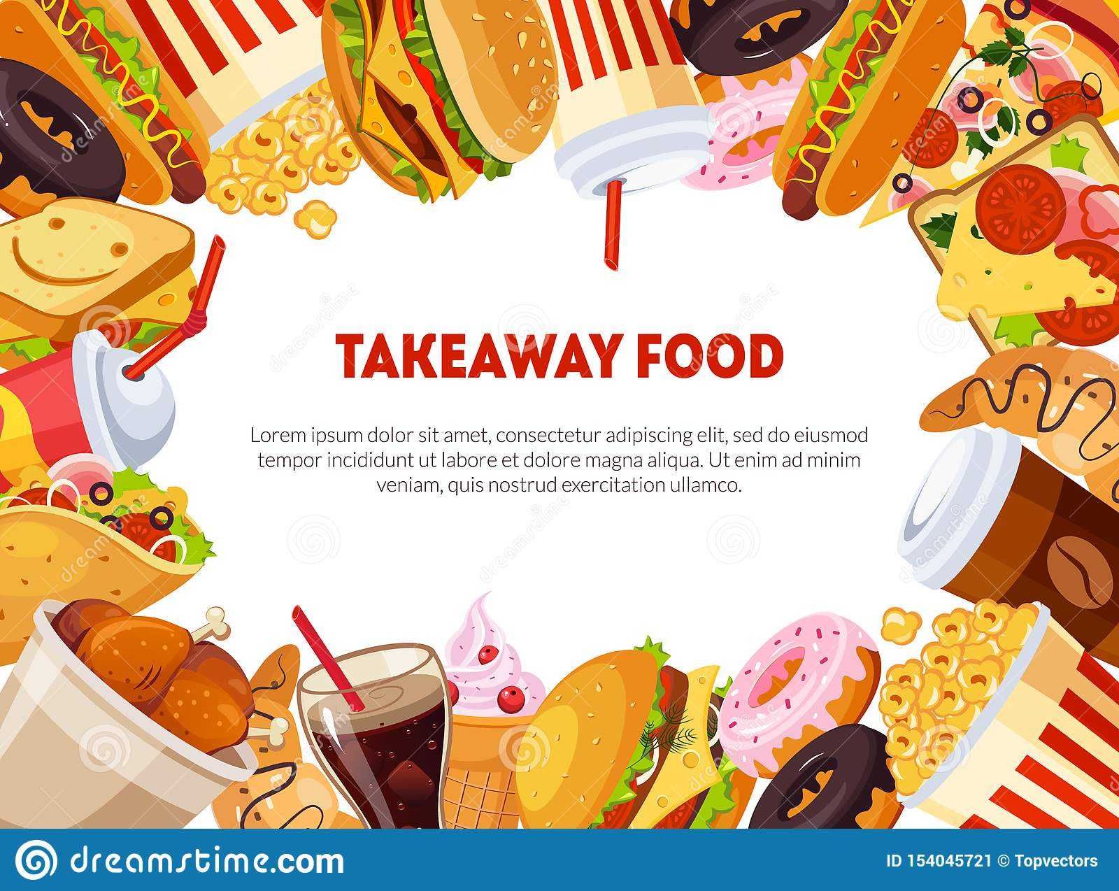 Takeaway Food Banner Template With Delicious Fast Food In Food Banner Template